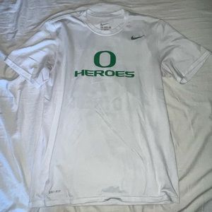 Women’s Nike Oregon “O Heroes” White T shirt Size Medium.